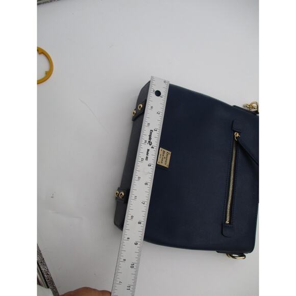 Dooney & Bourke Navy Blue Saffiano Leather Crossbody Bag Gold Trim - Picture 6 of 8